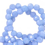 Top Glas Facett Glasschliffperlen 4mm rund Sky blue-pearl shine coating